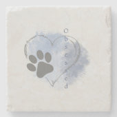 ブルーウォーターカラースポロッチポーハートストーンコースター ストーンコースター (正面)