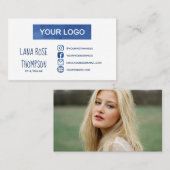 ブルーウォーターカラーソーシャルメディアロゴ&写真 名刺 (正面/裏面)