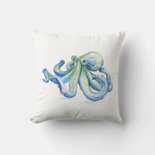 ブルーウォーターカラータコ装飾用クッション クッション (正面)