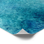 ブルーウォーターカラーターコイズ紙背景 ポスター (角)