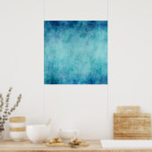 ブルーウォーターカラーターコイズ紙背景 ポスター (キッチン)