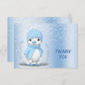 ブルーウォーターカラーダックサンキューカード サンキューカード (正面/裏面)