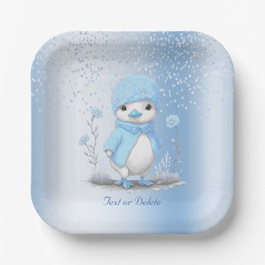 ブルーウォーターカラーダック紙プレート ペーパープレート (正面)