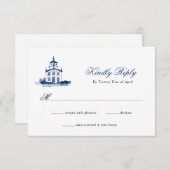 ブルーウォーターカラーチャーチウェディングRSVP 出欠カード (正面/裏面)