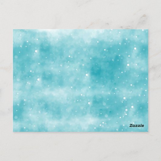 ブルーウォーターカラーツリークリスマスパーティの招待状 ポストカード (裏面)