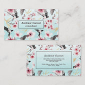 ブルーウォーターカラーツ日本のバメさくらんぼブロッサム 名刺 (正面/裏面)