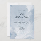 ブルーウォーターカラーテクスメンズ50th60誕生日 招待状 (正面)