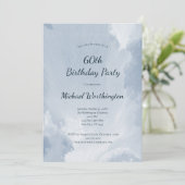 ブルーウォーターカラーテクスメンズ50th60誕生日 招待状 (スタンド正面)