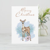 ブルーウォーターカラーディアパイン葉ズクリスマスカード シーズンカード (スタンド正面)