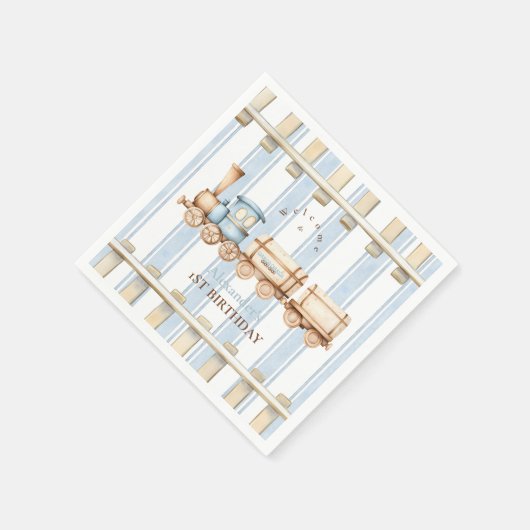 ブルーウォーターカラートレイン1st誕生日 スタンダードカクテルナプキン (角)