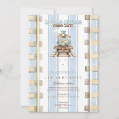 ブルーウォーターカラートレイン1st誕生日 招待状 (正面)