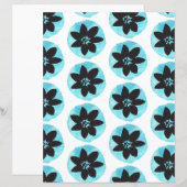 ブルーウォーターカラートロピカルフラワースクラップブック紙 (正面/裏面)