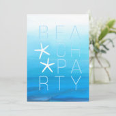 ブルーウォーターカラートロピカルモダンビーチパーティー 招待状 (スタンド正面)