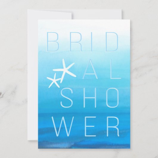 ブルーウォーターカラートロピカルモダンブライダルシャワー 招待状 (正面)