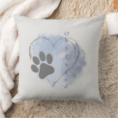 ブルーウォーターカラードッグ取り付けハート装飾用クッション クッション (ブランケット)