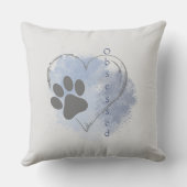 ブルーウォーターカラードッグ取り付けハート装飾用クッション クッション (裏面)