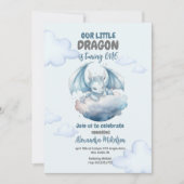 ブルーウォーターカラードラゴンベビー1st誕生日 招待状 (正面)