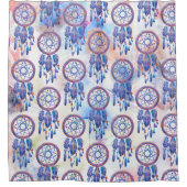 ブルーウォーターカラードリームキャッモダンチャー望保 シャワーカーテン (正面)