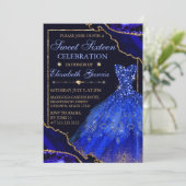 ブルーウォーターカラードレス&グリッターアガテスウィート16 招待状 (スタンド正面)