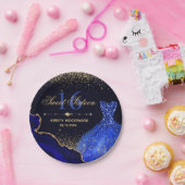 ブルーウォーターカラードレス&グリッターアゲートスイート16 ペーパープレート (パーティー)