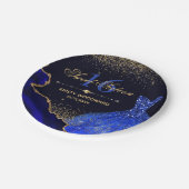 ブルーウォーターカラードレス&グリッターアゲートスイート16 ペーパープレート (アングル)