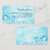 ブルーウォーターカラードードルフレンドリーフローラ 名刺 (正面/裏面)