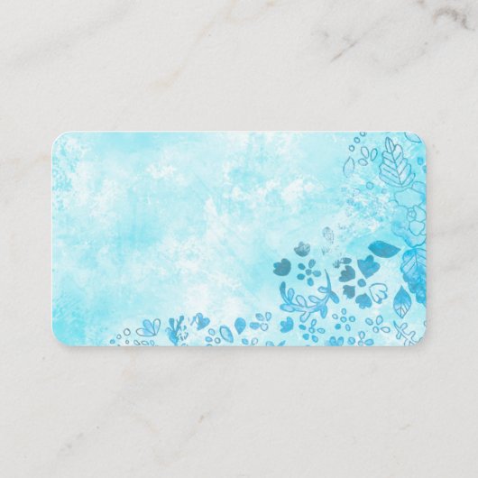 ブルーウォーターカラードードルフレンドリーフローラ 名刺 (裏面)