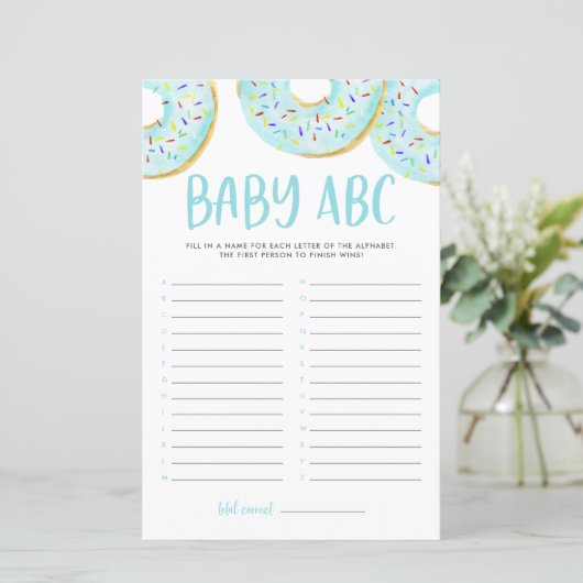 ブルーウォーターカラードーナツベビーABCベビーシャワーゲーム (スタンド正面)