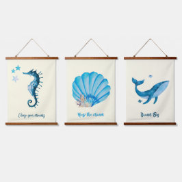 ブルーウォーターカラーノーチックコレクション 吊り下げ型タペストリー