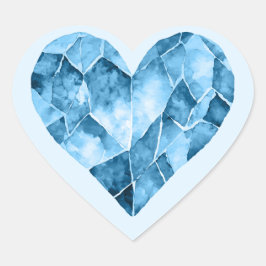 ブルーウォーターカラーハートダイヤモンドスタイル ハートシール