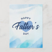ブルーウォーターカラーハートハッピーファーザーズデイ ポストカード (正面)