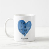 ブルーウォーターカラーハートファーストマザーズデー コーヒーマグカップ (左)