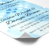 ブルーウォーターカラーハートベビーシャワー葉書 ポスター (角)