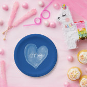 ブルーウォーターカラーハートワン誕生日 ペーパープレート (パーティー)