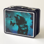 ブルーウォーターカラーバタフライ付き子猫 メタルランチボックス (裏面)