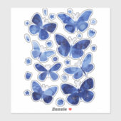 ブルーウォーターカラーバタフライ シール (シート)