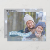 ブルーウォーターカラーバナー書道フォトカード ポストカード (正面/裏面)