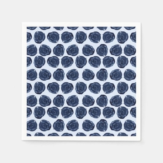 ブルーウォーターカラーバラつる植物コテージシック結婚ズ スタンダードカクテルナプキン (正面)