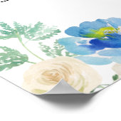 ブルーウォーターカラーバラとアジサイベビー散布 ポスター (角)