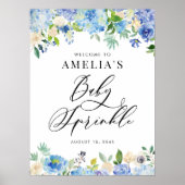 ブルーウォーターカラーバラとアジサイベビー散布 ポスター (正面)