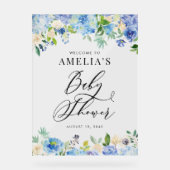 ブルーウォーターカラーバラとアジサイ赤ちゃんシャワー アクリルサイン (正面)