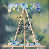 ブルーウォーターカラーバラとアジサイ赤ちゃんシャワー アクリルサイン (ニュートラル)