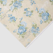 ブルーウォーターカラーバラと文字コラージュ 薄葉紙 (詳細)