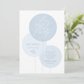 ブルーウォーターカラーバルーンボーバースデーパーティー招待 招待状 (スタンド正面)