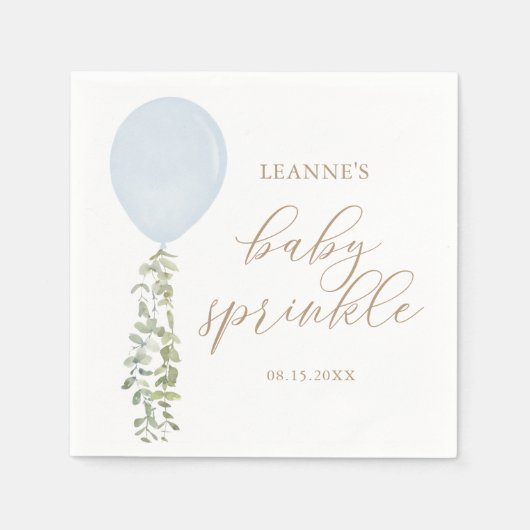 ブルーウォーターカラーバルーンユーカリベビー散布機 スタンダードカクテルナプキン (正面)