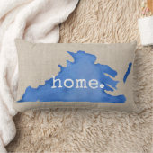 ブルーウォーターカラーバージニアホームリネンテクスチャ ランバークッション (ブランケット)