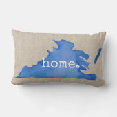 ブルーウォーターカラーバージニアホームリネンテクスチャ ランバークッション (裏面)