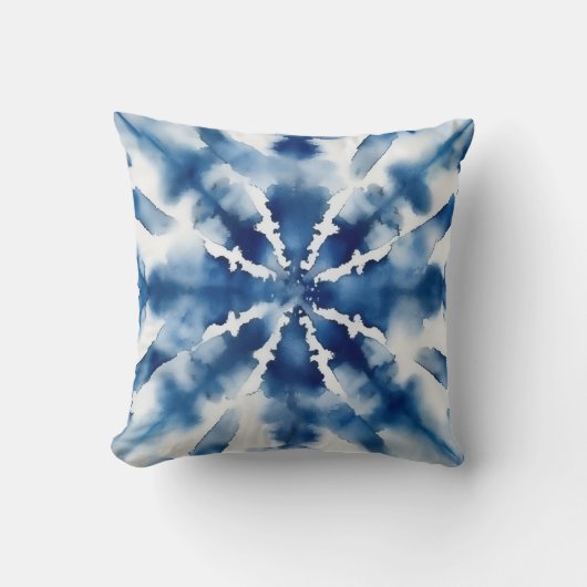 ブルーウォーターカラーバーストパターン クッション (正面)