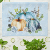 ブルーウォーターカラーパンプキン秋秋 キッチンタオル (折り畳み)