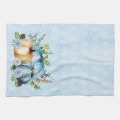 ブルーウォーターカラーパンプキン秋秋 キッチンタオル (横)